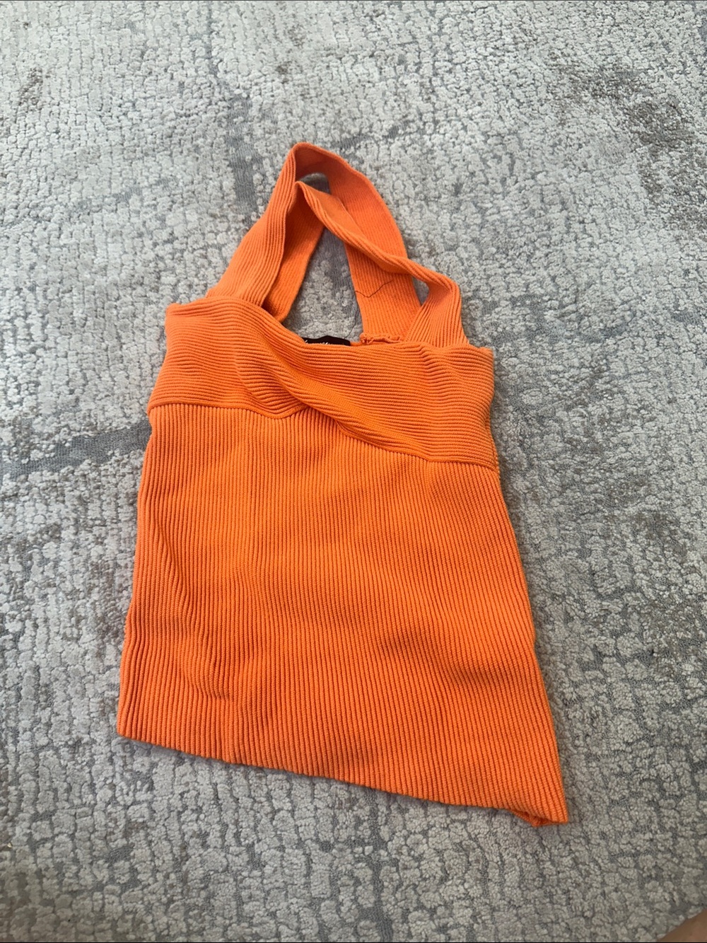 Olivaceous Bright Orange Ribbed Halter Tank